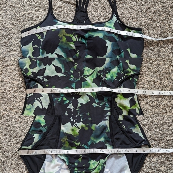 Swimsuits for All Aquabelle black green floral padded one piece swimsuit 10 - Picture 6 of 11